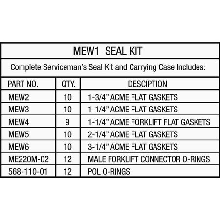 MEC Gas Servicemans Replacement Seal MEW1